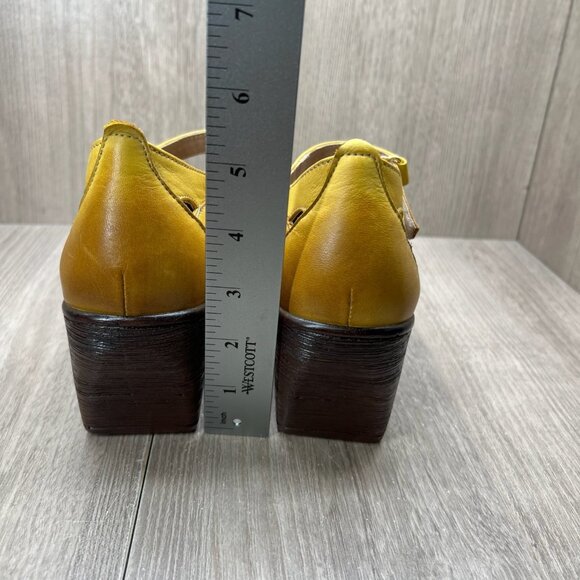 Venus Mary Jane Platform Shoes Womens 37 Adjustable Strap Cut Out Leather Yellow - Picture 11 of 12